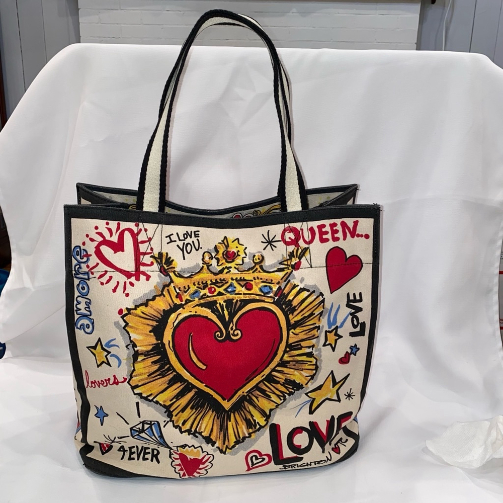 Brighton Queen of Love Forever Tote Bag Multicolor Large Size 14”L x 15”H x 8”W - Picture 2 of 14
